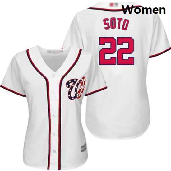 Nationals #22 Juan Soto White Home Women Stitched Baseball Jersey